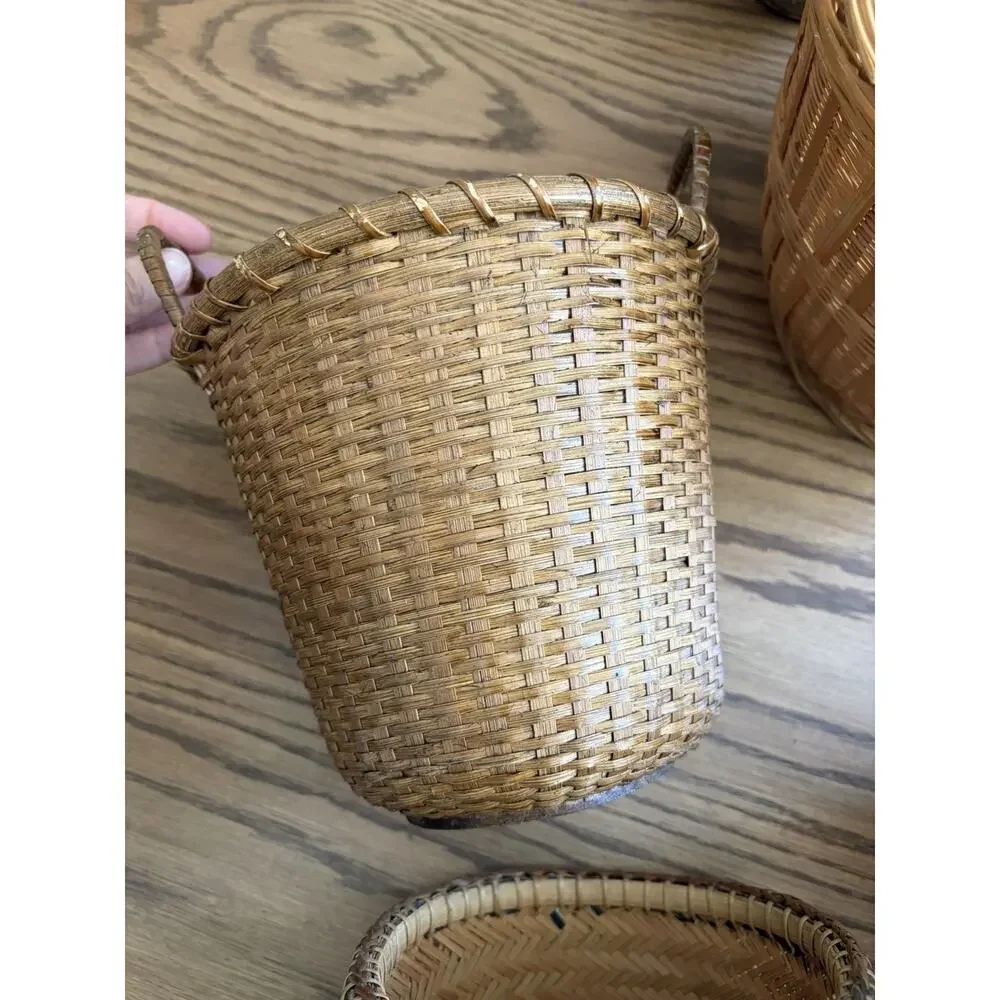 Vintage Woven Basket Planter Set of Four 10” 6